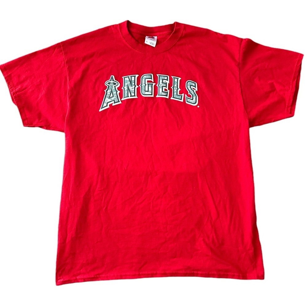 Angels Red Short Sleeve Kids Tee with Team Name